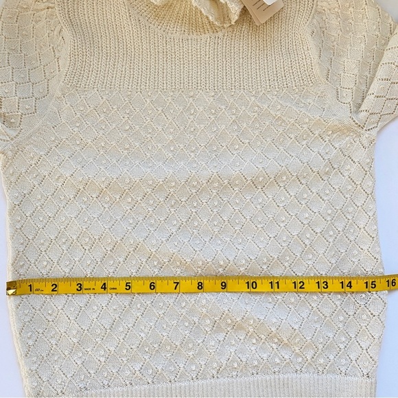Doen Alpaca and silk mock neck lightweight cream sweater top - Picture 5 of 14